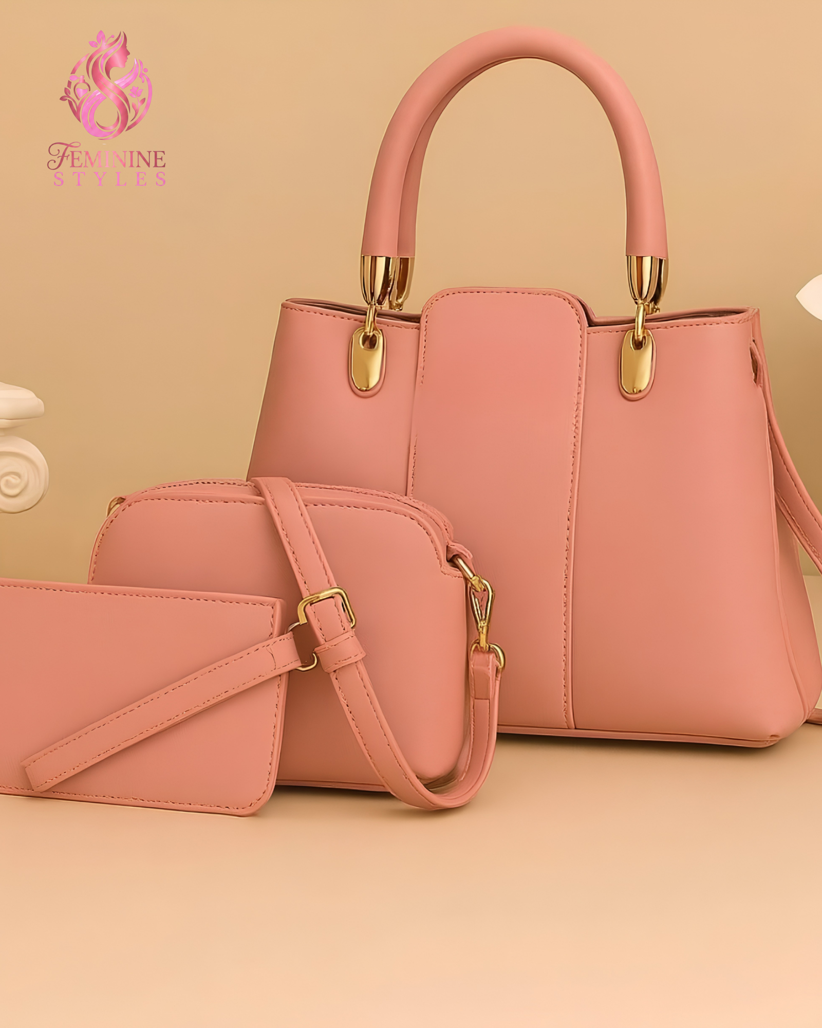 Amour Elegance – Premium Quality 3-Piece Shoulder Bag & Pouch Set