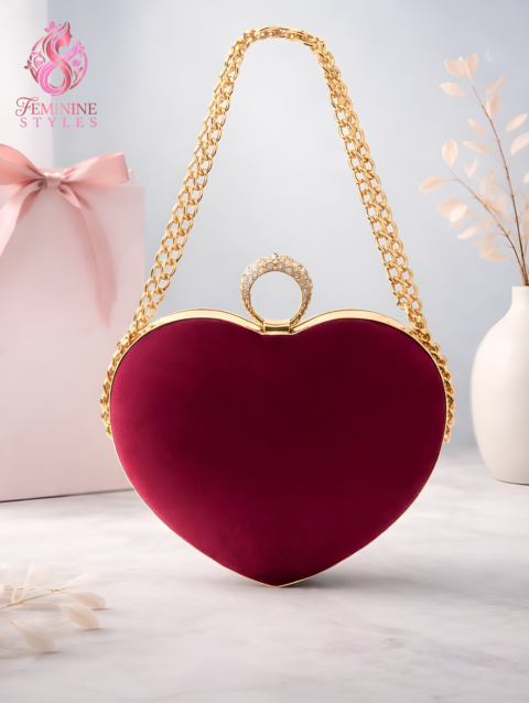 Amour Velvet Heart Clutch- Luxury Bag
