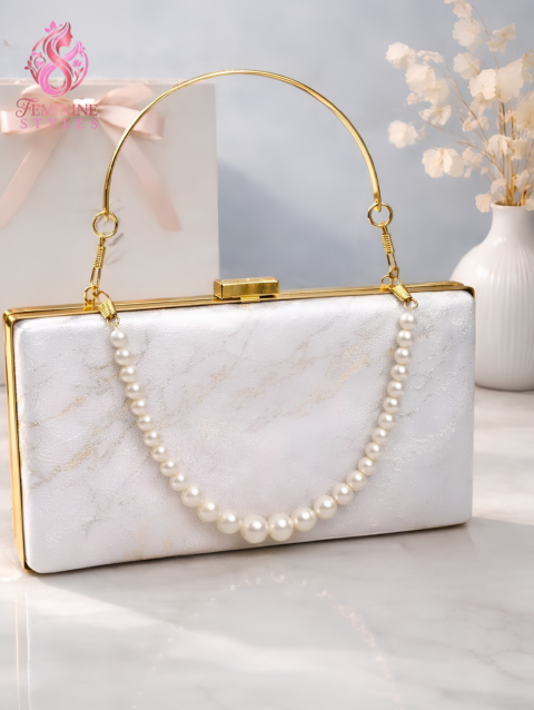 Aura Marble & Pearl Clutch