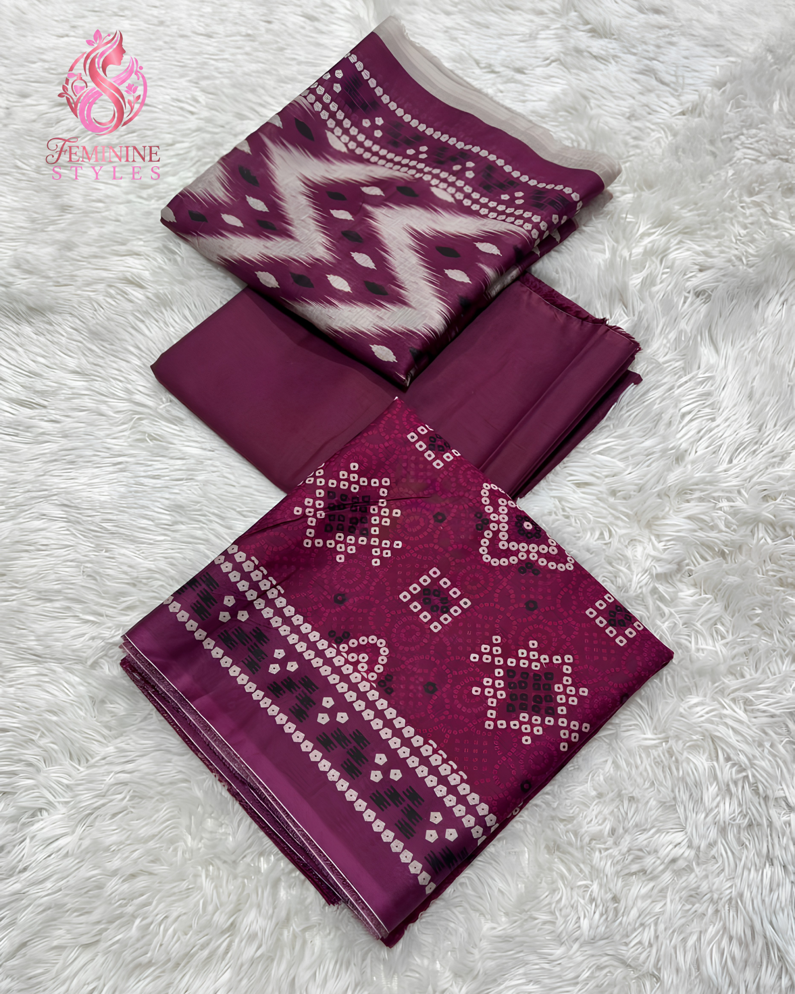 Crimson Sunset Chunri 3- Piece Printed Lawn Collection - Image 3