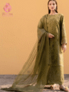 Premium Cotton & Khaddi Net 3-Piece Embroidered Suit