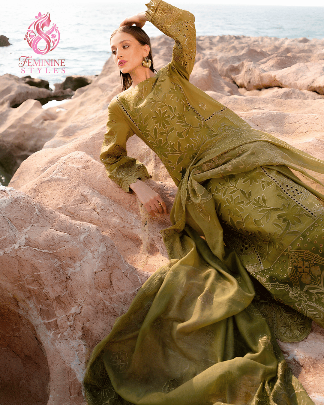 Premium Cotton & Khaddi Net 3-Piece Embroidered Suit - Image 3