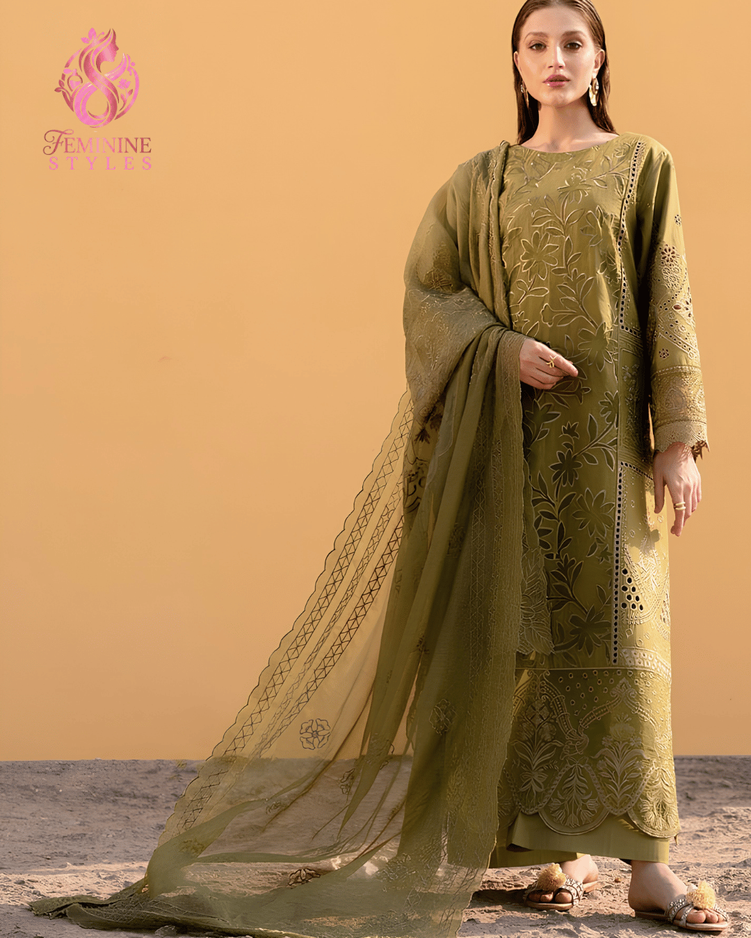 Premium Cotton & Khaddi Net 3-Piece Embroidered Suit
