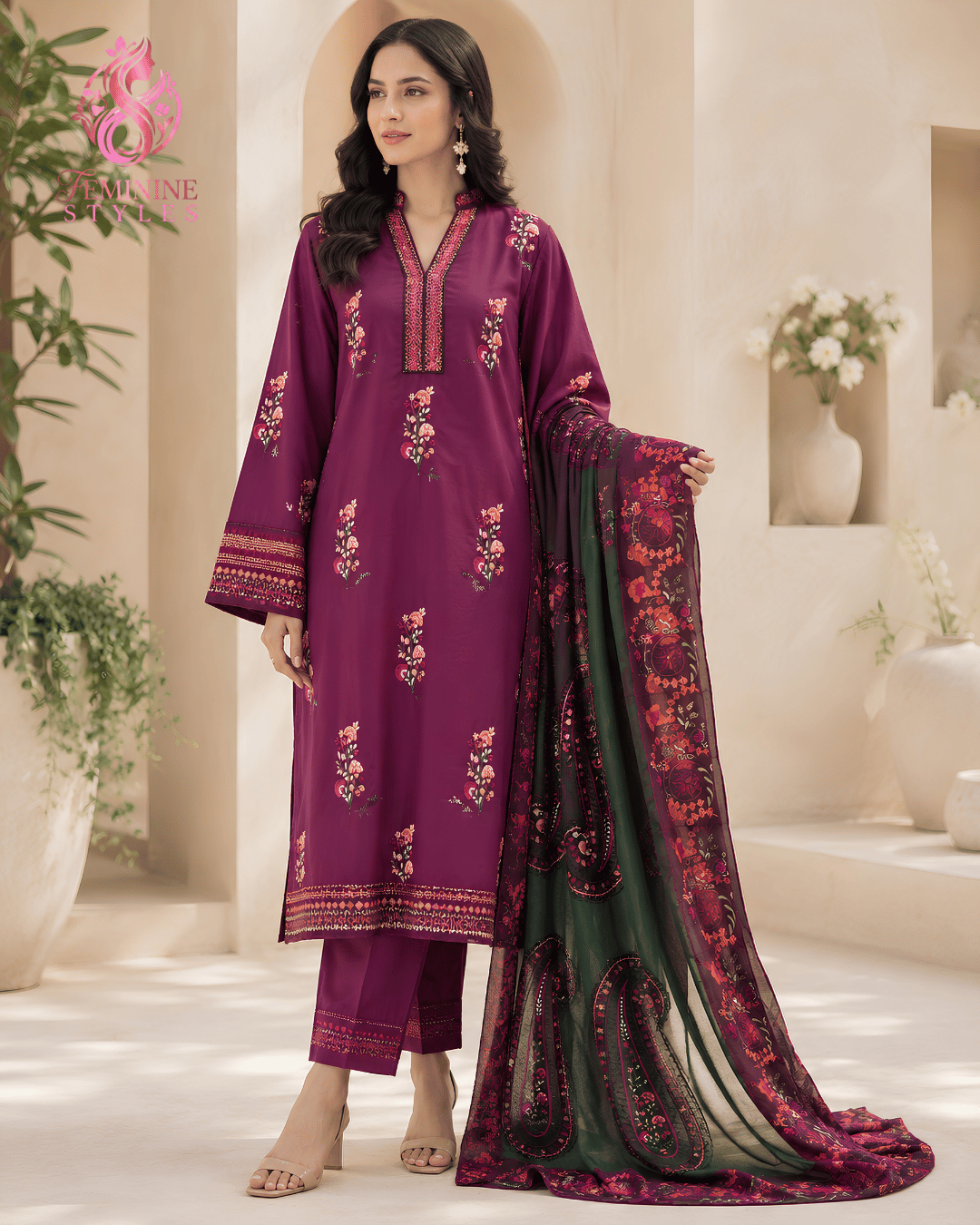 Purple Embroidered 3-Piece Lawn Suit