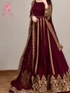 Maroon Rawsilk Lehnga